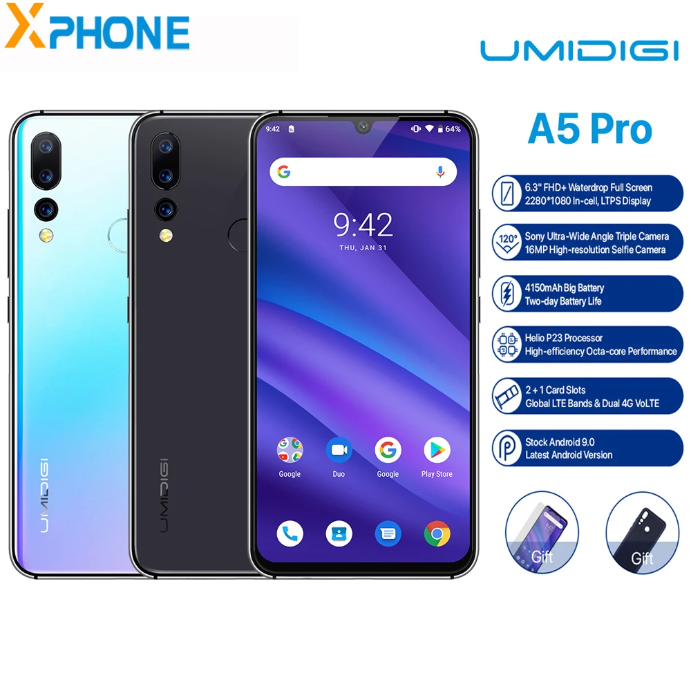 UMIDIGI A5 PRO смартфон с восьмиядерным процессором Android 9 0 ОЗУ 4 Гб ПЗУ 32 ГБ 6 3 дюйма FHD + 16