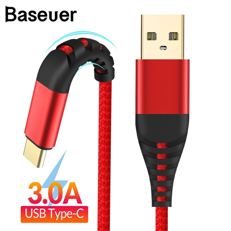 

Baseuer 3A Quick Charge 3.0 USB Type C Cable for Xiaom Redmi Note 7 Samsung Galaxy S9 S8 Gold Plating Fast Charging Data Sync
