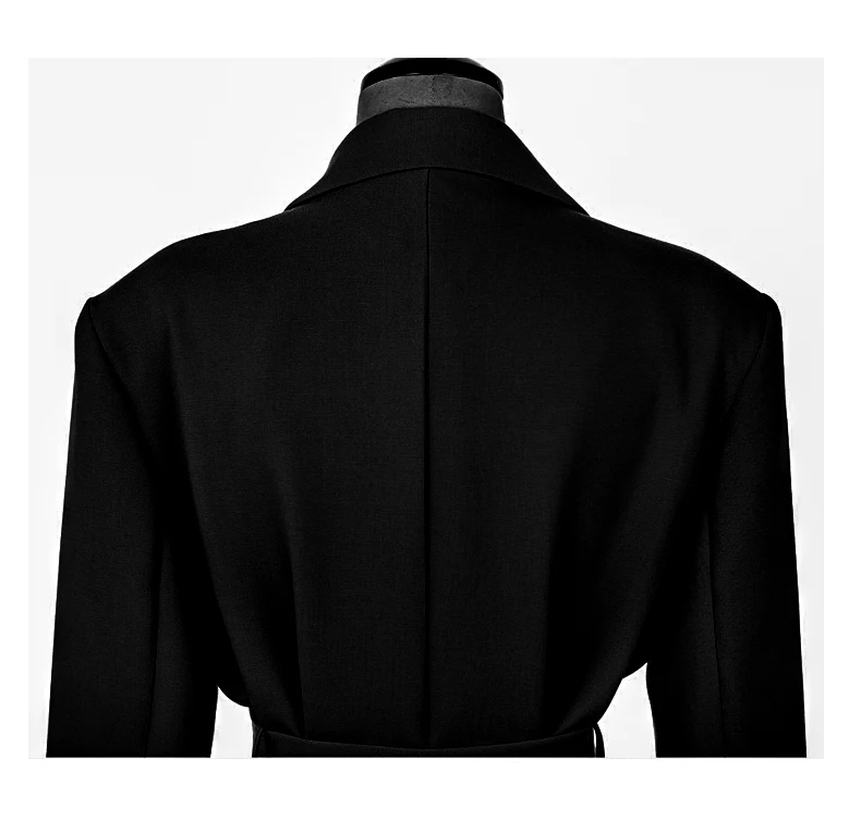 Винтажный деловой костюм, куртки для женщин, осенние женские блейзеры с поясом и высокой талией, пальто средней длины, износоустойчивый фланелевый Блейзер, M19090316