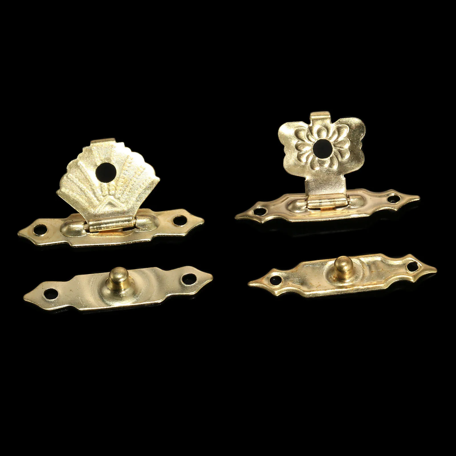 12Pcs Gold Hasps Latch Antique Hooks Vintage Lock 30mmx18mm buckles Decorative Brass Mini Jewelry Gift Wine wood Box Case screws