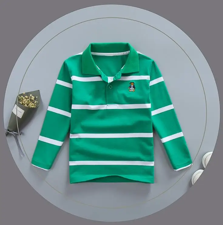 children's clothing boy long-sleeved T-shirt big middle school children's cotton long-sleeved striped shirt 3-14Y