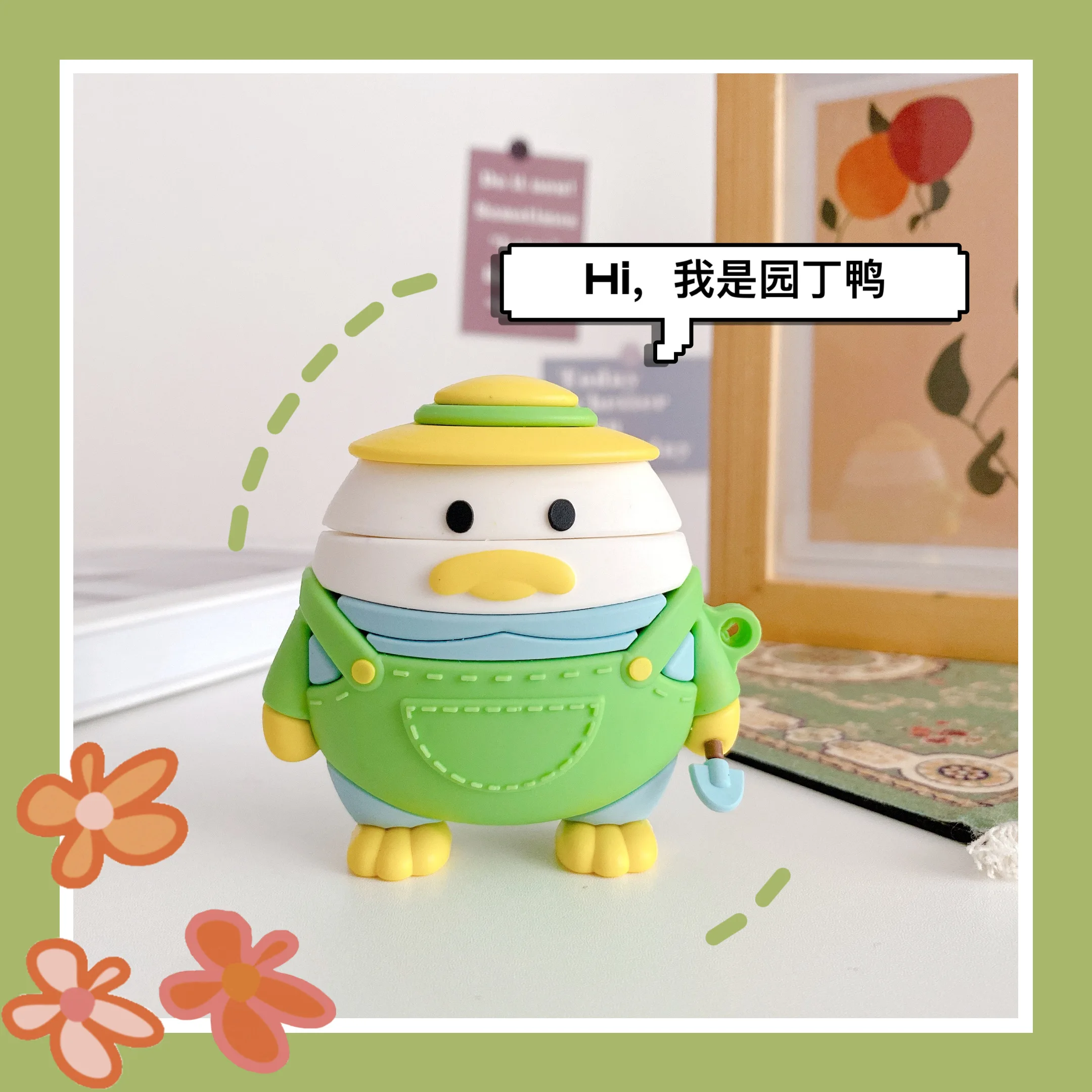 Leuke 3D Cartoon Tuinman Eend Voor Airpods 1 2 Pro Opladen Soft Silicon Cover Draadloze Bluetooth Oortelefoon Geval|Oortelefoonaccessoires| - AliExpress
