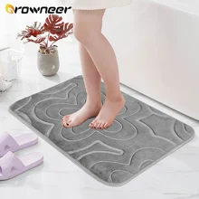 Non-slip Bathroom Mats Super Absorbent Flannel Bathtub Side Floor Rug Shower Room Doormat Embossing Solid Color Household Décor