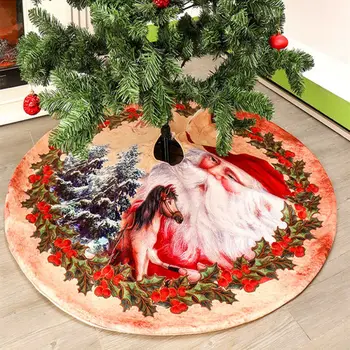 

2019 New Festive or Party Supplies Christmas Tree Skirts Non-Woven Fabric Double Deer Cartoon Pattern Xmas 120cm