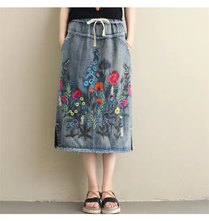 Jupe-short Chico's Brigitte - Femme - Taille 4 - Bleue Brodée - Neuve Avec étiquette