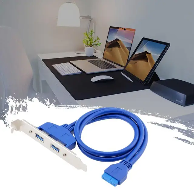 $2.71 1pc Computer Back Panel Cable 20pin to 2 external USB Female Adapter Back Panel Header bracket Full Size 3.0 Cable Connecto A5O8