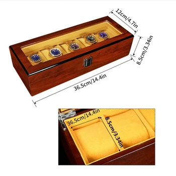 

Jewelry Storage with Pillow Cushion for Women Men Gifts 5 Slots Luxury Wood Watch Bangle Display Case Wristwatch Box Organizer