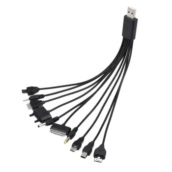 

10 in 1 Universal Black USB Cable Fast Charging Line to Multi Plug Cell Phone Charger Cable for Samsung HTC Sony