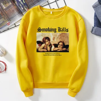 

smoking kills Sweatshirt Brand Sweatshirt Harajuku fashion 2019 round neck long sleeve plus velvet pullover Women Unisex clothes