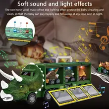 Camion de Transport de dinosaure tirer la voiture Dino véhicule conteneur de stockage modèle d'éclairage musique jouets pour enfants garçons cadeau d'anniversaire pour enfants