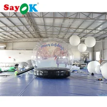 ПВХ гигантские 3 м надувной снежный шар с фоновой напечатание рождественское снежный шар на черной подошве; Цвета: черный, надувная лодка для продажи