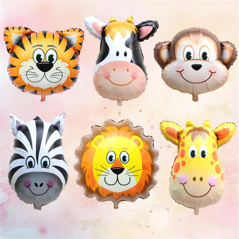 

Cute Cartoon animal head Foil Balloons inflatable air balloon happy birthday party decorations kids baby shower party supplies