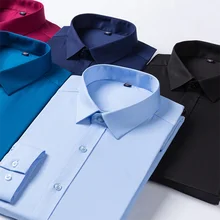 Мужские платья из бамбукового волокна с длинным рукавом классические деловые рубашки с отложным воротником однотонные однобортные рубашки ярких цветов