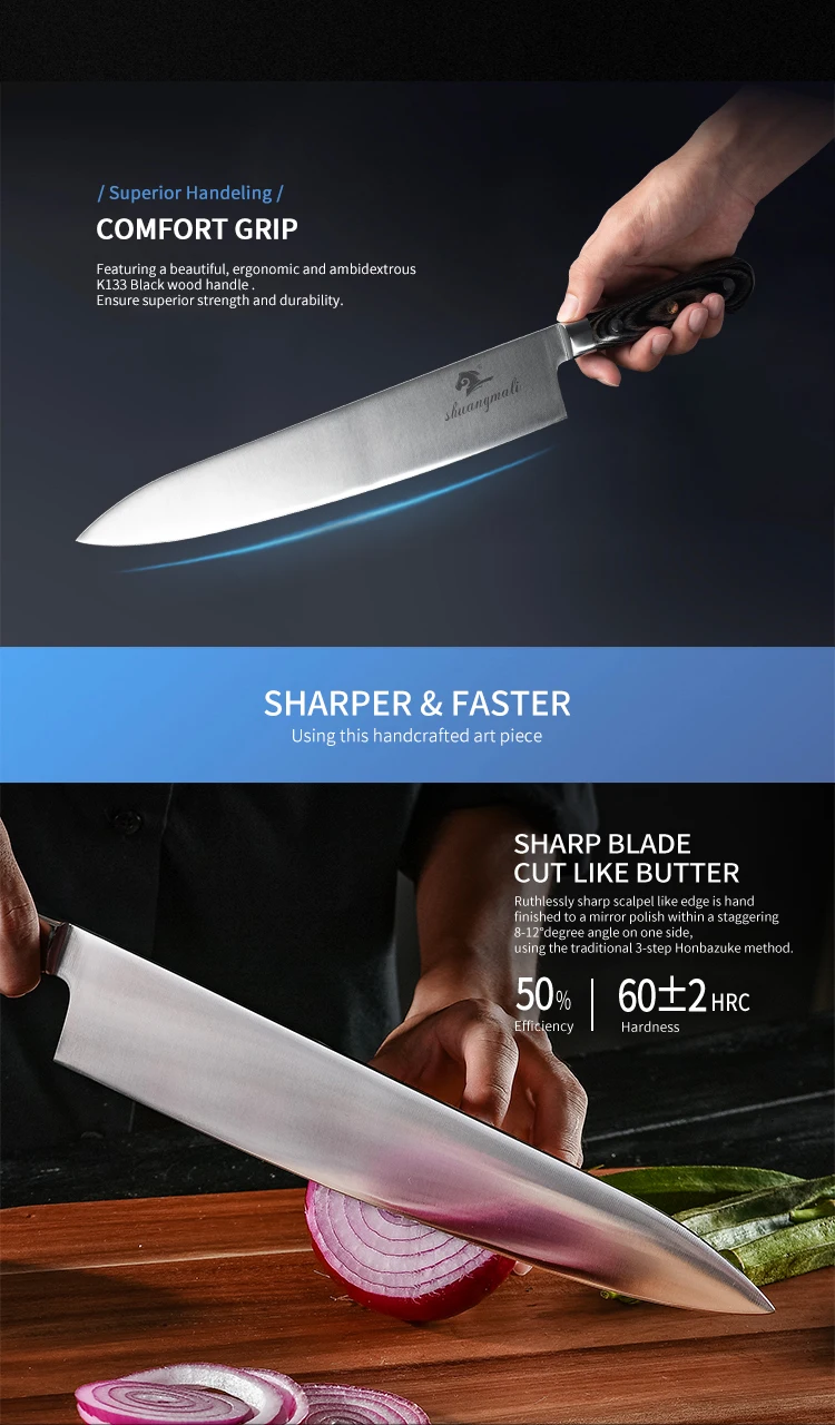 Professional 12 Inch Chef Knife Germany 1.4116 Stainless Steel Gyuto Knife High Quality Kitchen Knives Cook Tool