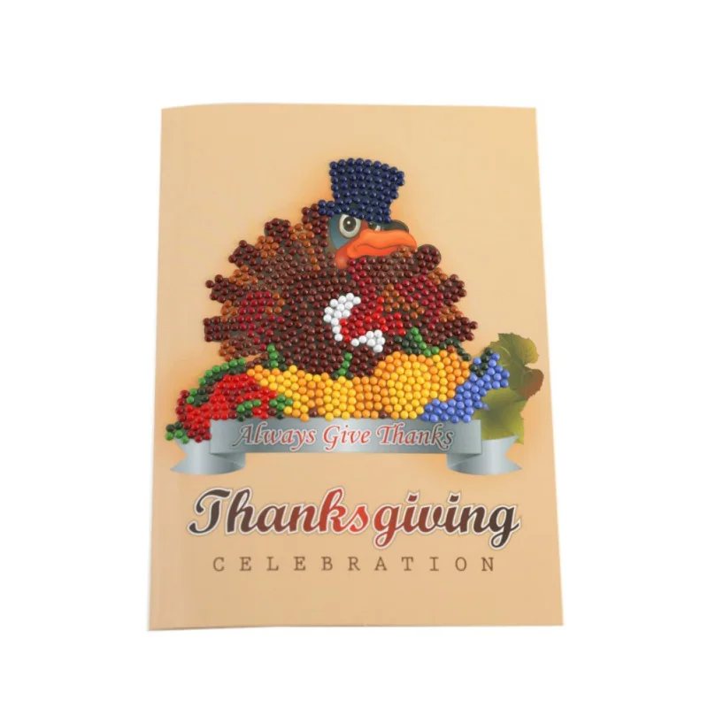  4PCS Thanksgiving Cards 5D DIY Diamond Painting Cross Stitch Greeting Card Invitations Hand Embroid - 4000285714315