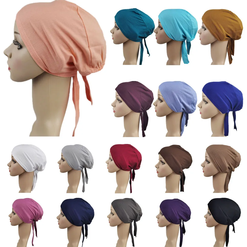 Underscarf Turban Tube Bone Bonnet Muslim Hijab Hat Women Bandage Stretch Inner Cap Ninja Hats Arab Beanie Skullies Islamic Caps muslim headwear,hijab hats,hijab headscarf