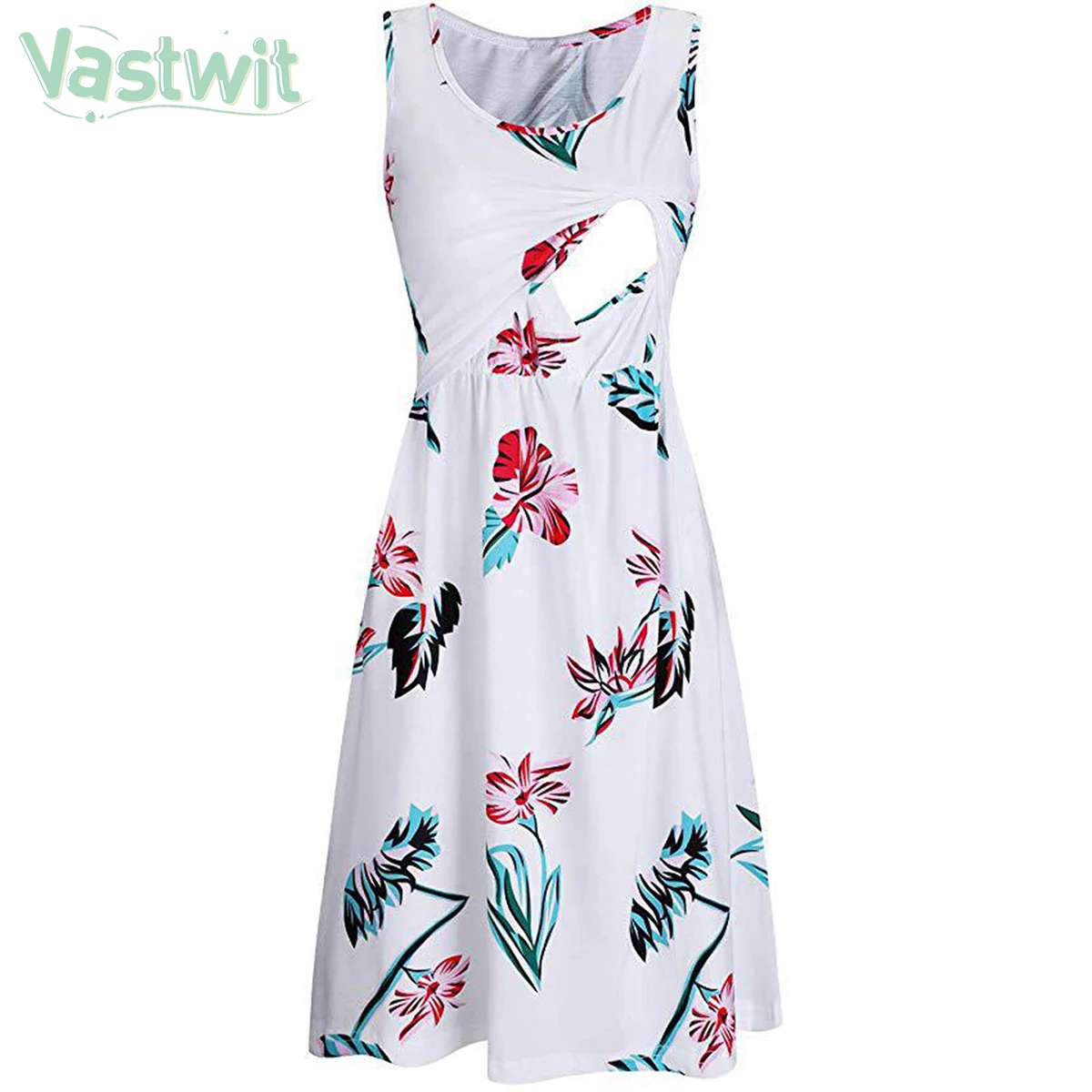 

Summer Maternity Clothes Floral Tunic Breastfeeding Dress Women Pregnant Sleeveless Loose Flower Nursing Dress For Pregnancy