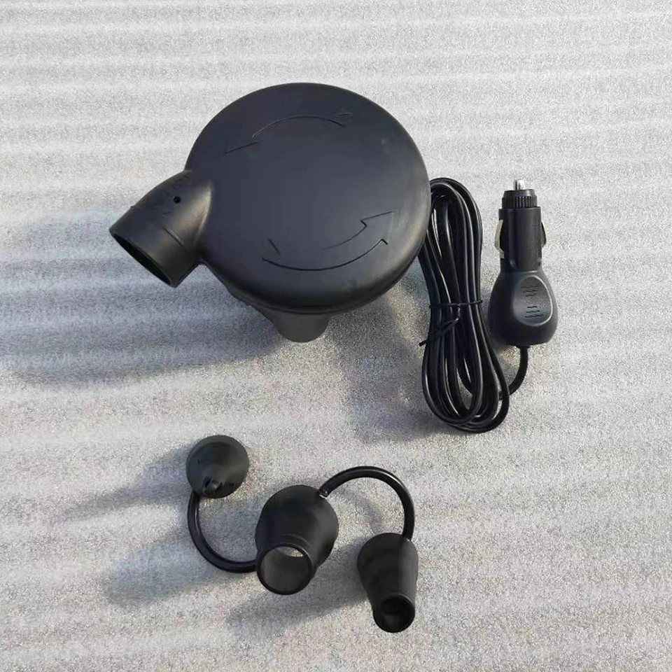

Portable Electric Car Air Pump for Inflatable Boat Raft Electropump Bed Mattress Inflate Inflator with 3 Nozzles EU Plug 12V DC