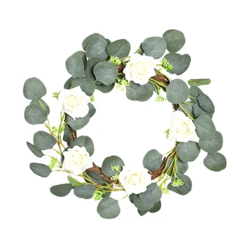 

40cm Rose Eucalyptus Leaf Wreath Wreath with Seed Eucalyptus Vine Circle