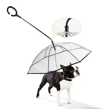 

High Quality Pet Umbrella Transparent Dog Umbrella with Leash Assembly for Rain Snow Protection Pet Dog Supplies