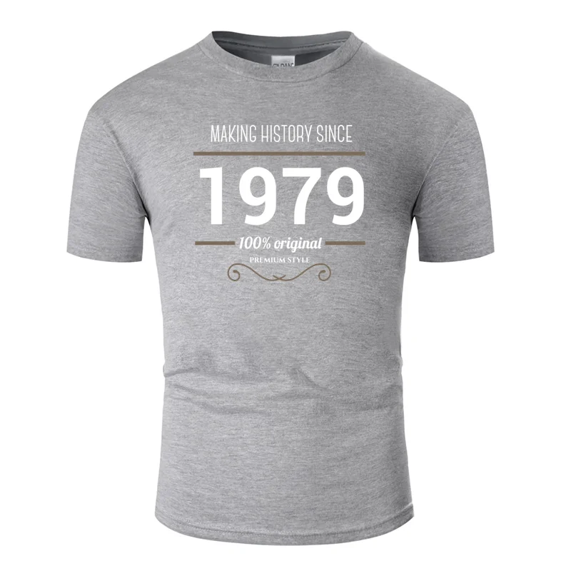 Men-Gray История создания зданий с 1979 года, футболка для мужчин, уникальная одноцветная Мужская футболка, сумасшедшая хлопковая футболка - Цвет: Men-Gray
