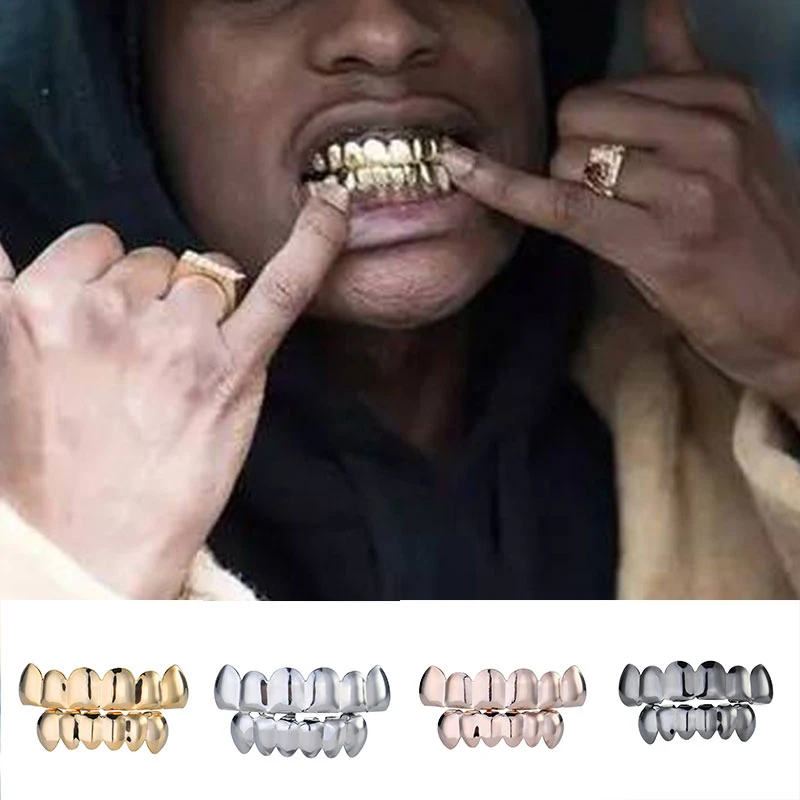 Teeth Caps Gold Silver Plated Hiphop Teeth Grillz Top Bootom Groll Cosplay  Set silicone Vampire teeth Gift Christmas Teeth Cover|Body Jewelry| -  AliExpress