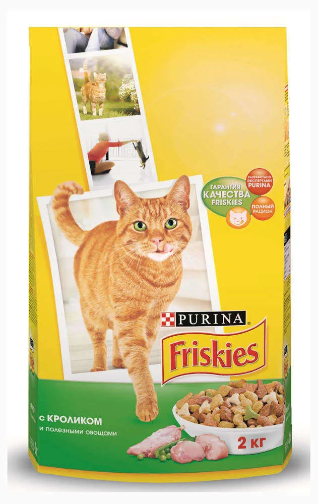 Корм для взрослых кошек Friskies, с кроликом и полезными овощами, 2 кг