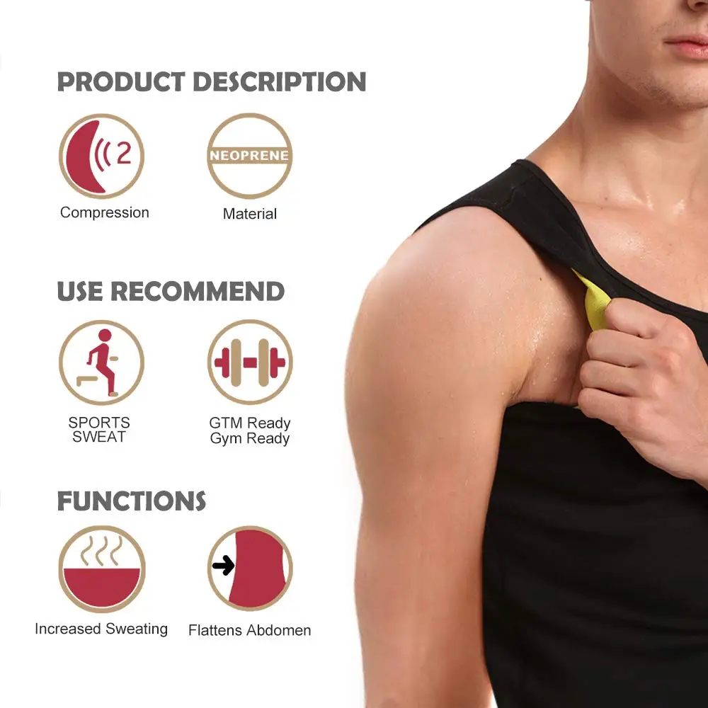 Sauna Vest for Man Neoprene Slimming Body Shaper for Weight Loss Workout Waist Trainer Mens Shapewear