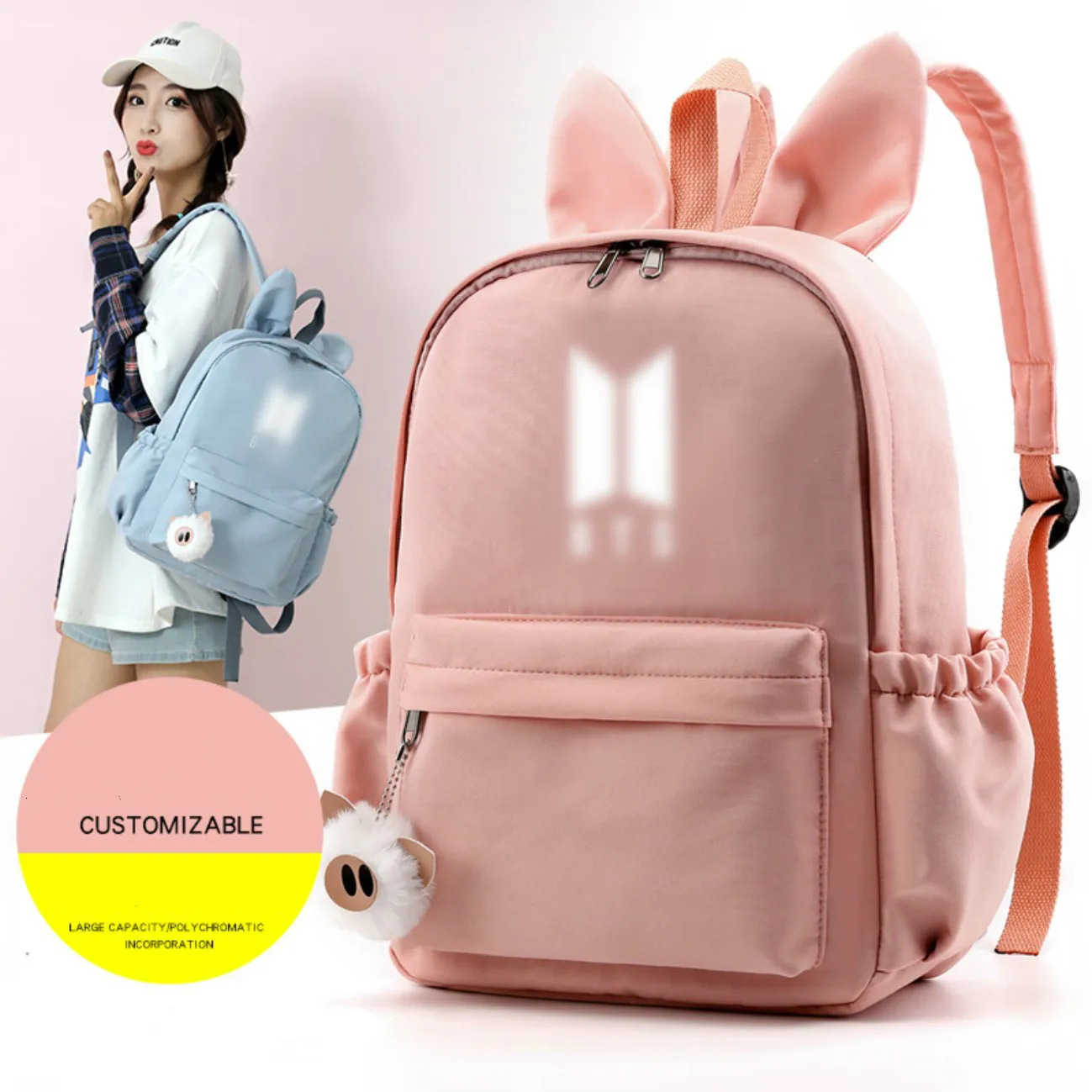 

Kpop Bangtan Boys K-pop Waterproof Backpack Student Backpack Laptop Backpack Women Pink Backpack Canvas School Bags