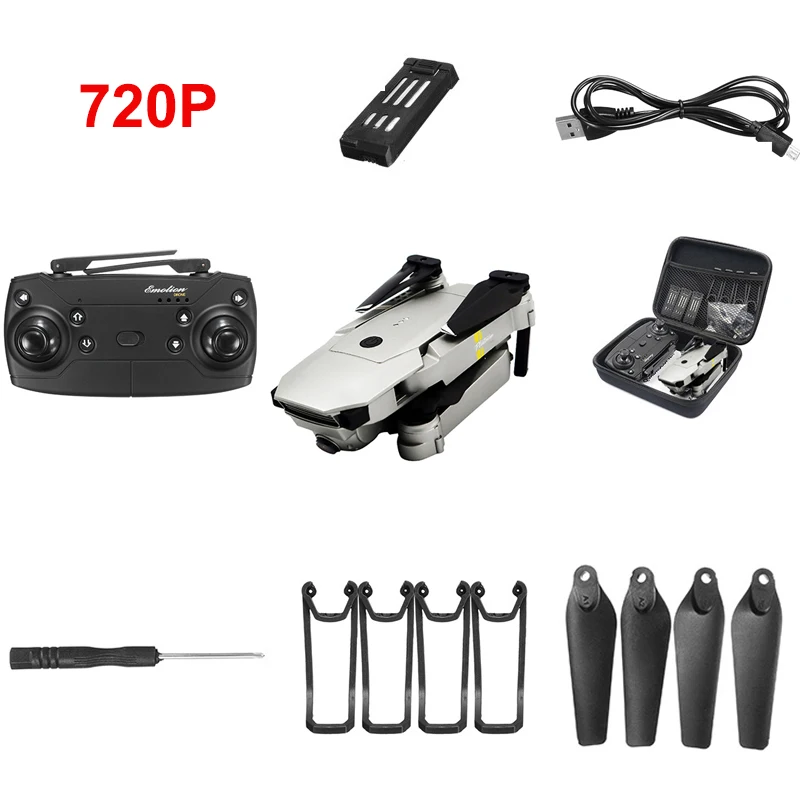 E58 720P-white-1B Квадрокоптер Карманный Дрон камера Wi-Fi FPV RTF широкий угол высокий режим удержания складной рычаг RC Квадрокоптер приложение управление вертолет - Цвет: E58 720P-white-1B