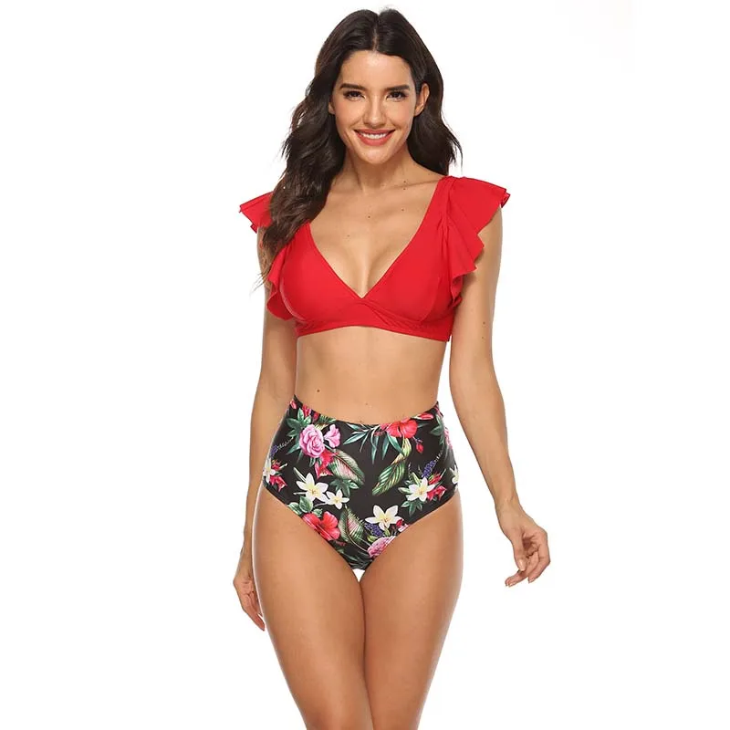 2020 Swimsuit Bikini Sexy Women High Waist Print Push Up Bikini Set Bathing Suit Bandeau Swimwear Swim suit Female Swimming suit 2020 Swimsuit Bikini Sexy Women High Waist Print Push Up Bikini Set Bathing Suit Bandeau Swimwear Swim suit Female Swimming suit