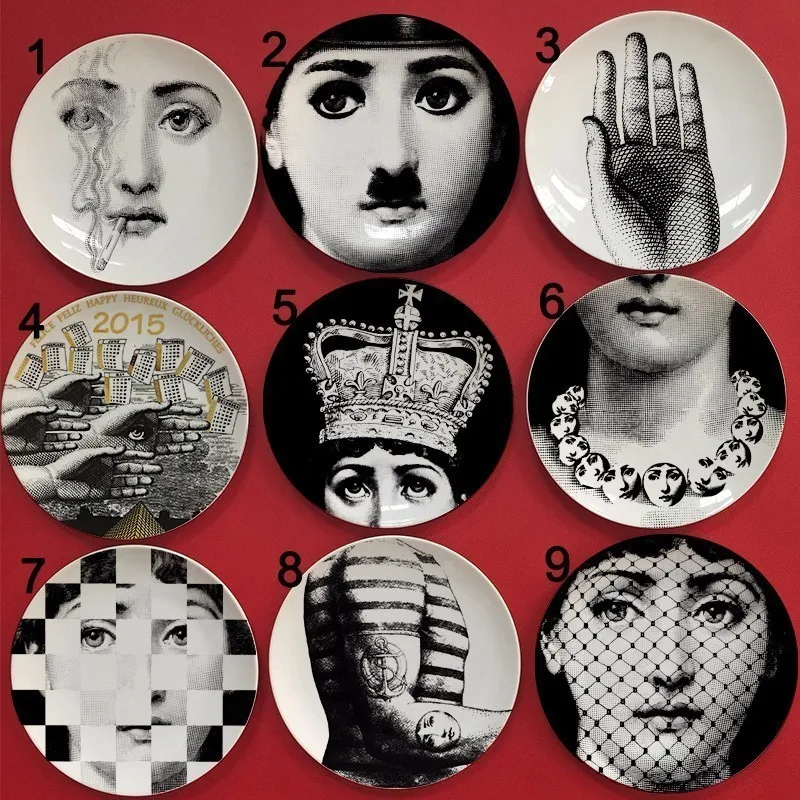 Европейский Миланский стиль Великолепные Редкие тарелки Fornasetti Lina лампочка лицо rosenthal Piero Fornasetti настенные декоративные 8 дюймов блюдо