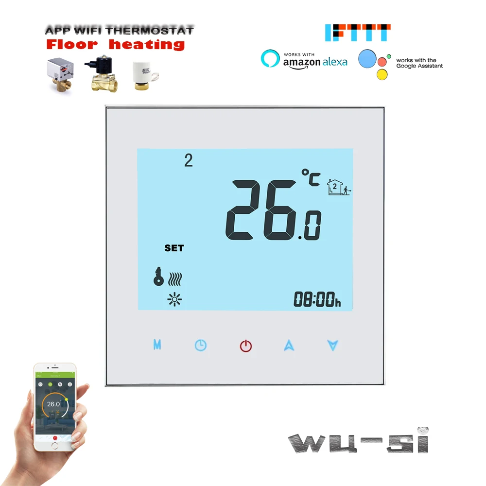 Termostato para Sistemas de Aquecimento de Água Casa do Google Tuya Wifi Alexa Conectável Inteligente 24vac Opção 95-240vac
