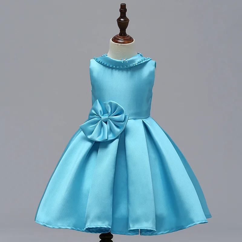 Europe And America New Style Flower Beads Formal Dress Flower Boys/Flower Girls Exposed Back off-Shoulder Dress Bow Princes