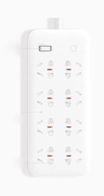 Xiaomi Mijia power Strip 6 8 портов разъем питания вкл/выкл 2500 Вт 10а защита от перегрузки для офиса умный дом без usb-порта - Цвет: 8 Ports