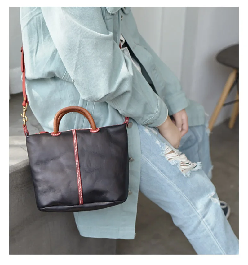 EUMOAN Handmade one-shoulder slanted bag, women's leather leather leather handbag, women's vintage do old one-shoulder bag