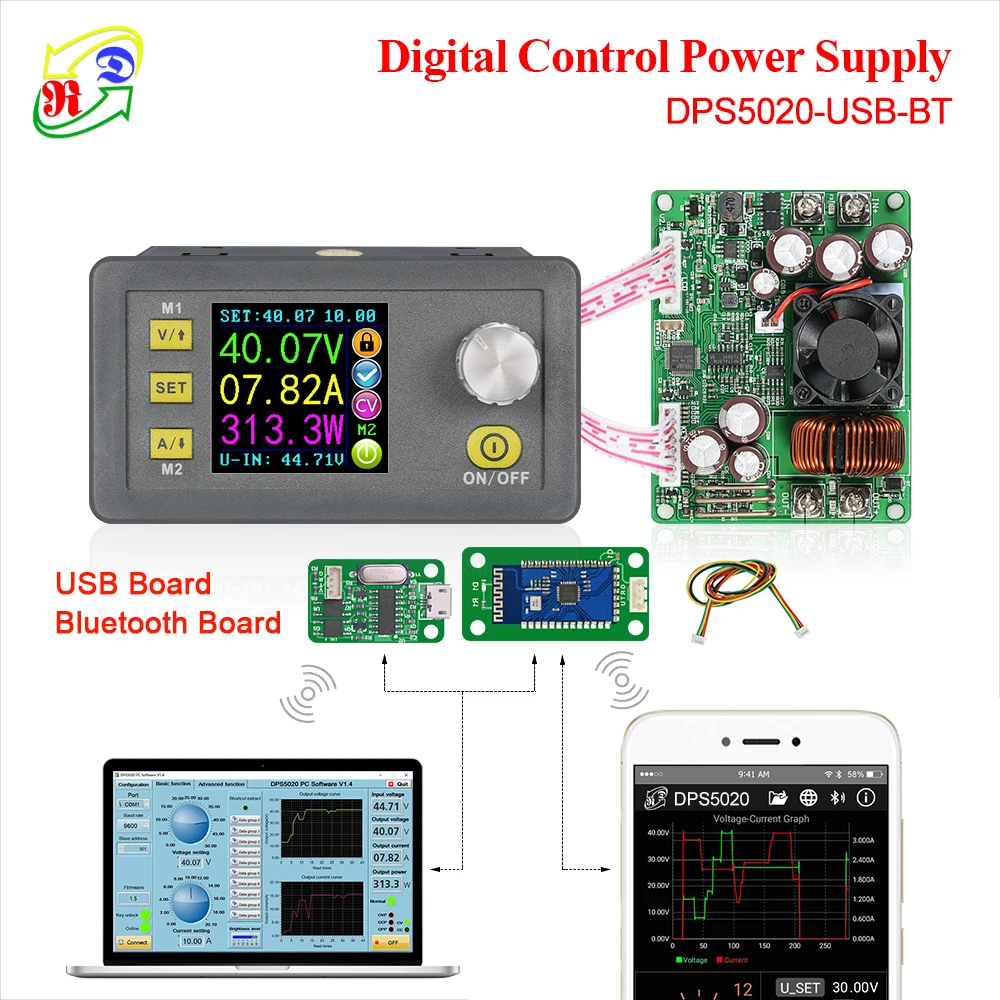 DPS5020 Constant Voltage Current DC- DC Step-down Communication Power Supply Buck Voltage Converter LCD Voltmeter 50V 20A