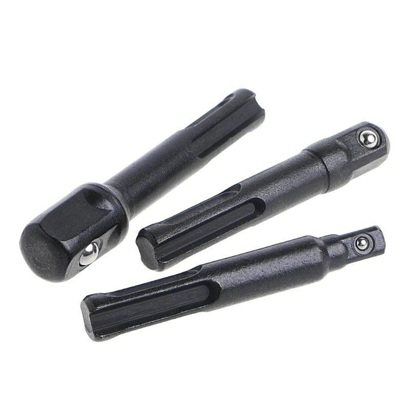 

3 Pcs SDS Plus Drill Socket Driver Set 1/4\" / 3/8\" 1/2\" Chuck Adaptor B95B
