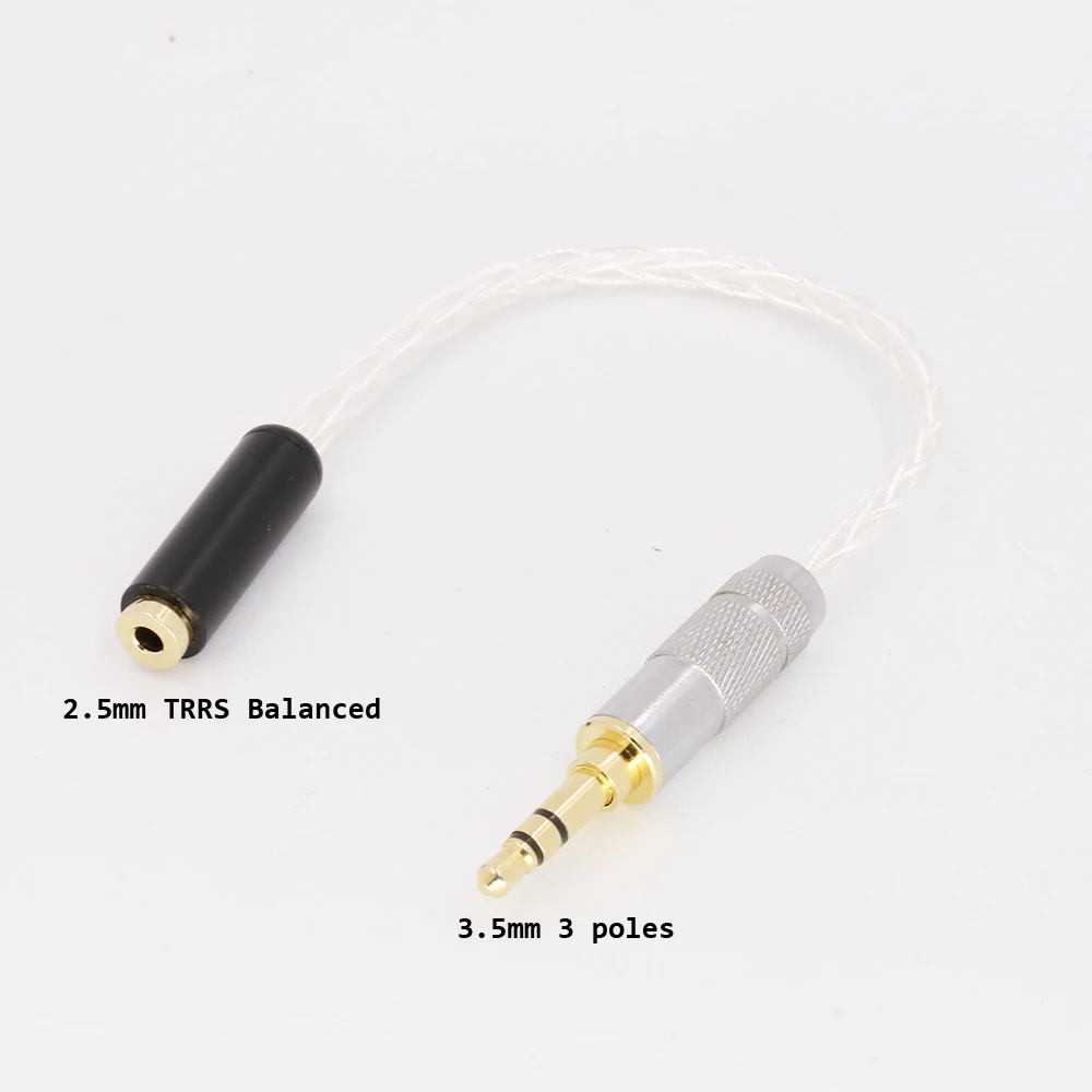 High Quality 3.5mm 3 Pole Headphone Plug to 2.5mm Balanced Female Aux Cable Hifi Audio Jack Cable