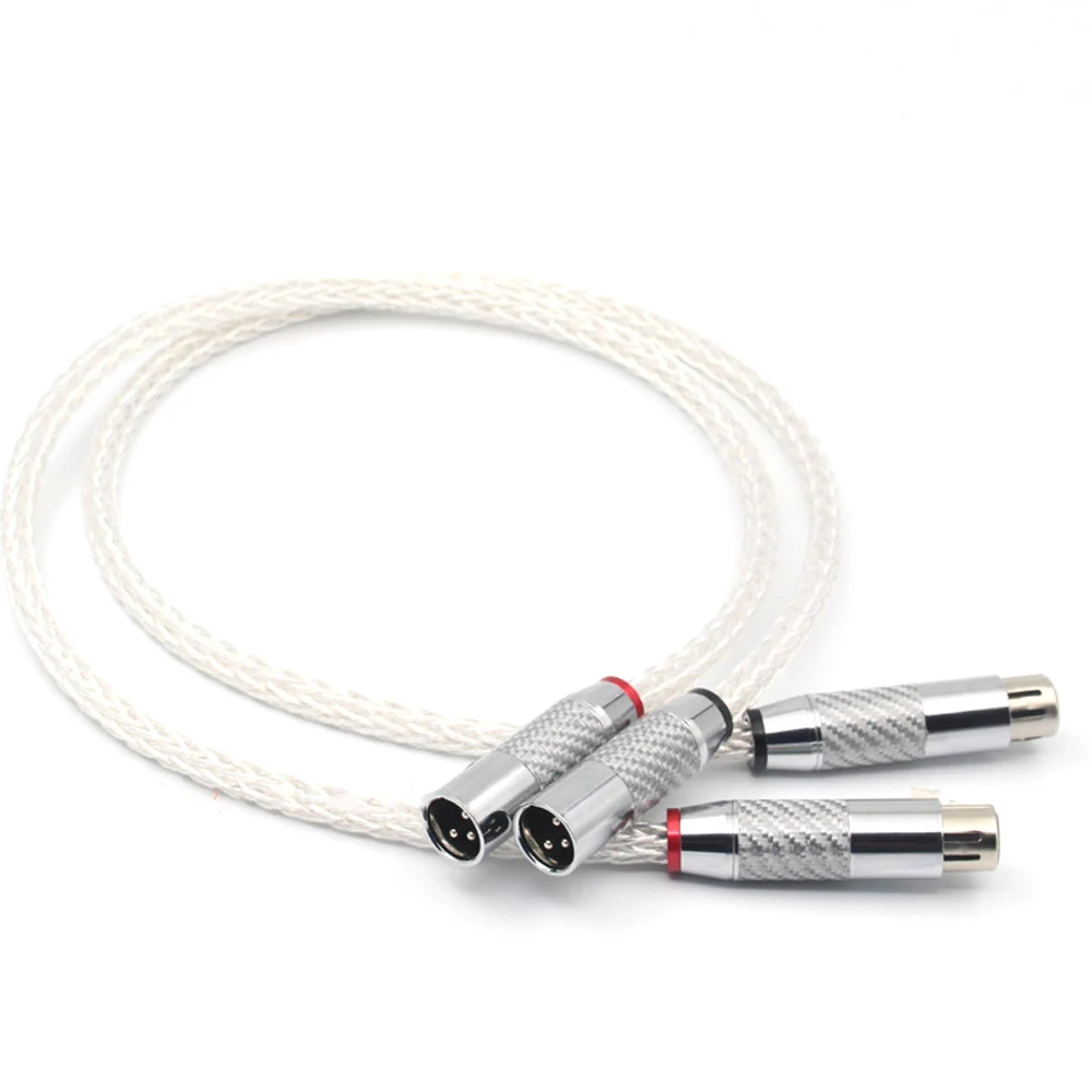 A Pair 8AG Silver Plating on Single Crystal Copper Audio XLR Balance Cable + White Carbon Fiber Plug | Электроника