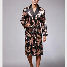 Пижама с длинным рукавом, кимоно, мужские Модные халаты, шелковые пижамы, мужские повседневные длинные халаты, утренние халаты, халат, домашняя одежда