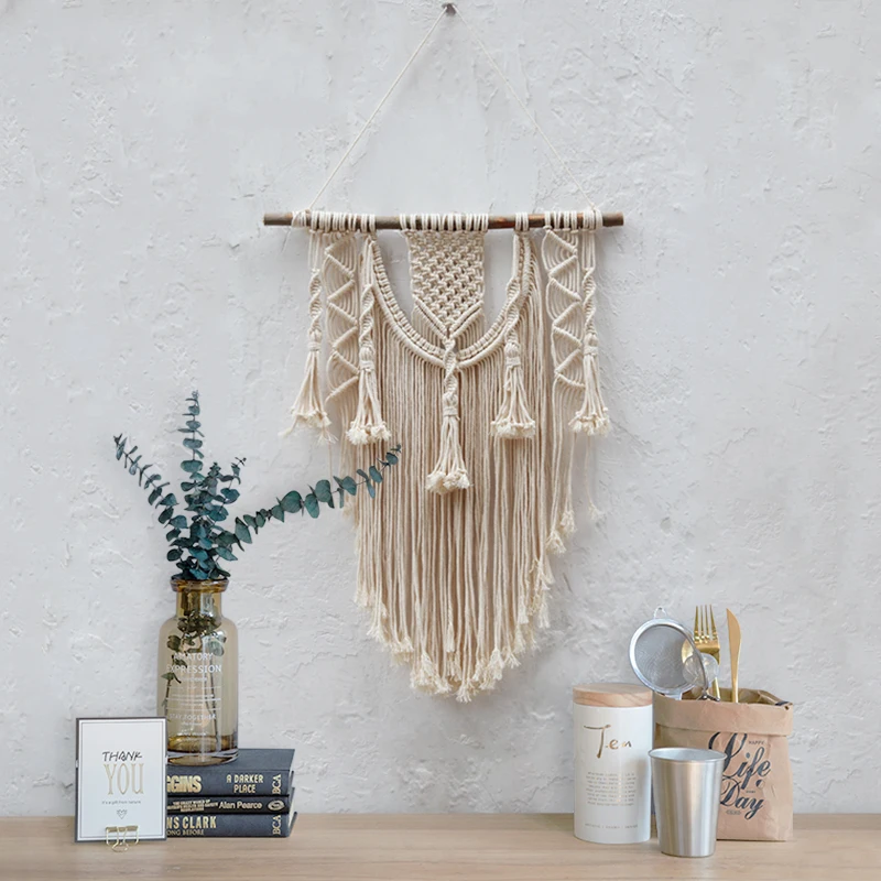

Handmade Bohemian Tapestry Macrame Wall Hanging Christmas Decorations Fireplac for Home Tapestry Wall Hanging