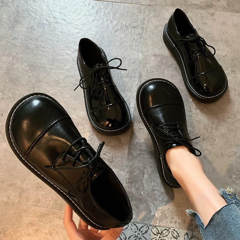 Shoes Woman Round Toe Clogs Platform Oxfords Women's Flats British Style Casual Female Sneakers Autumn New Creepers