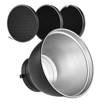 

7" Standard Photography Reflector Diffuser Lamp Shade Dish with 20° 40° 60° Honeycomb Grid for Flash Light Speedlite