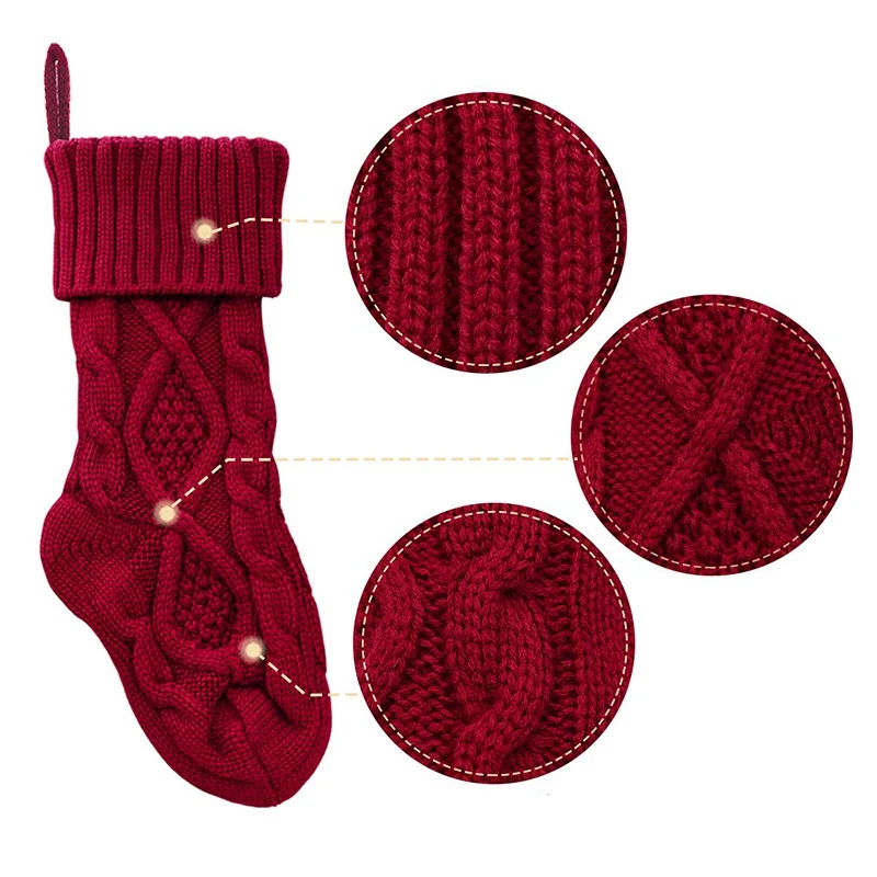 PHFU-Christmas Stockings, 6 Pack 15 Inches Small Size Cable Knit Knitted Xmas Rustic Personalized Stocking Decorations for Famil