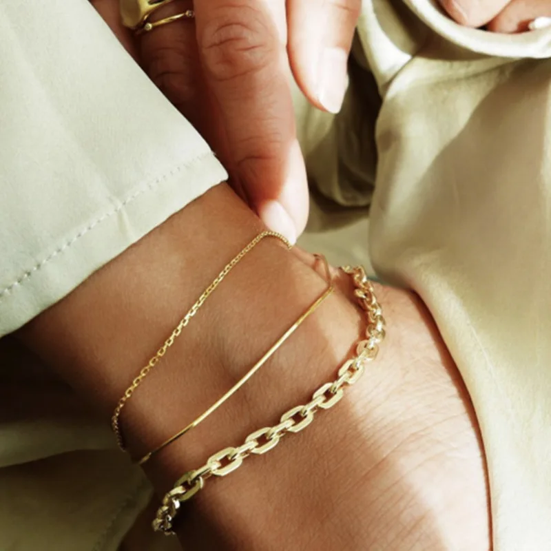 3 pcs Set Snake Chain Link Chain Anklet INS Hot Minimalist Creative Popular Metal Layered Anklet Bracelet for women girls 3 pcs Set Snake Chain Link Chain Anklet INS Hot Minimalist Creative Popular Metal Layered Anklet Bracelet for women girls