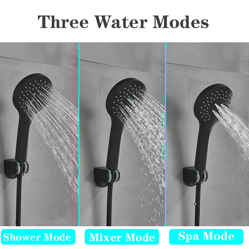 Matte Black Bathtub Faucet Wall Mount Chrome ABS Handshower Hot Cold Water Mixer Tap Bath Shower Faucet Tap Robinet Baignoire 2
