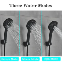 Matte Black Bathtub Faucet Wall Mount Chrome ABS Handshower Hot Cold Water Mixer Tap Bath Shower Faucet Tap Robinet Baignoire 2
