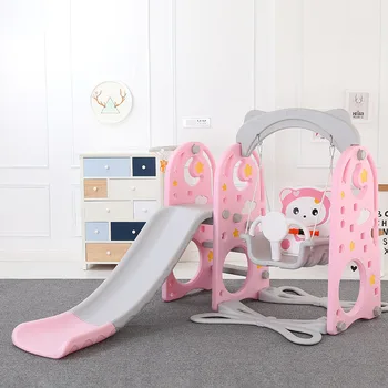 

3 In 1 Baby Slides and Swing Chair Basketball Starry Sky Home Kids Playground Plastic Slides Set Toy Indoor Family Kindergarten