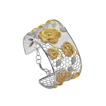 

Handmade jewelry custom S925 silver hollow-out lace set fashion jewelry bracelet